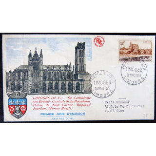 Enveloppe premier jour : Cathédrale de Limoges 26/03/1955