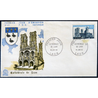 Enveloppe premier jour : Cathédrale de Laon 16/01/1960