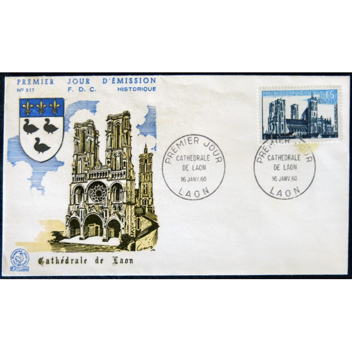 Enveloppe premier jour : Cathédrale de Laon 16/01/1960