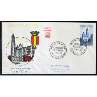 Enveloppe premier jour : Notre Dame de Senlis 17/05/1958