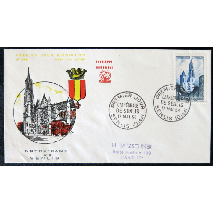 Enveloppe premier jour : Notre Dame de Senlis 17/05/1958