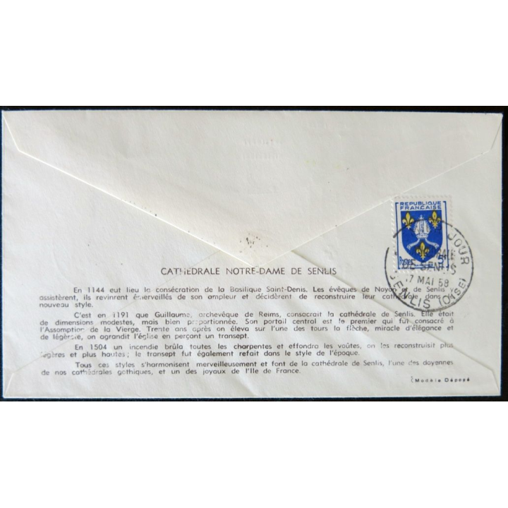 Enveloppe premier jour : Notre Dame de Senlis 17/05/1958
