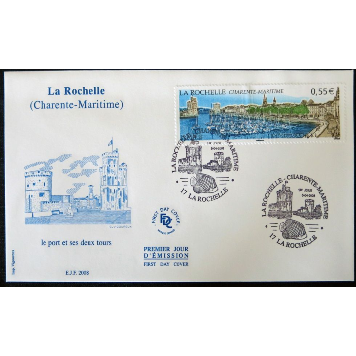 Enveloppe premier jour : La Rochelle 05/04/2008