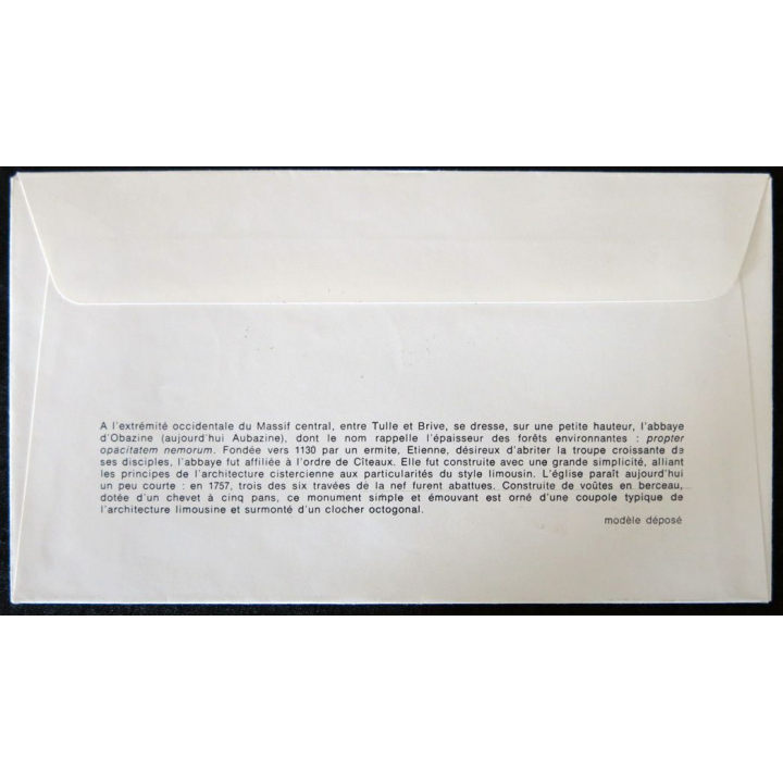 Enveloppe premier jour : Abbatiale d'Aubazine 18/02/1978