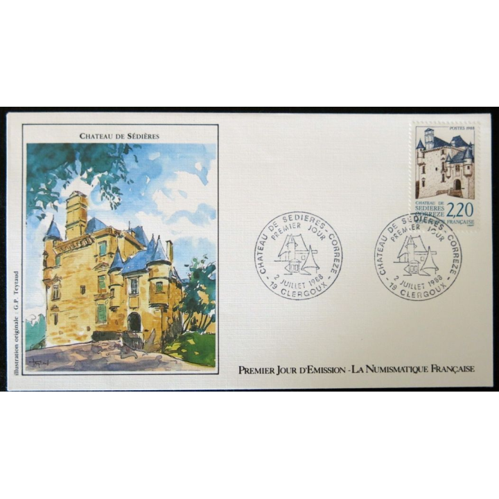 Enveloppe premier jour : Le Château de Sédières 02/07/1988