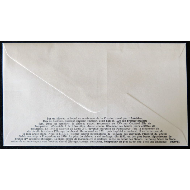 Enveloppe premier jour : Arnac Pompadour 10/07/1999