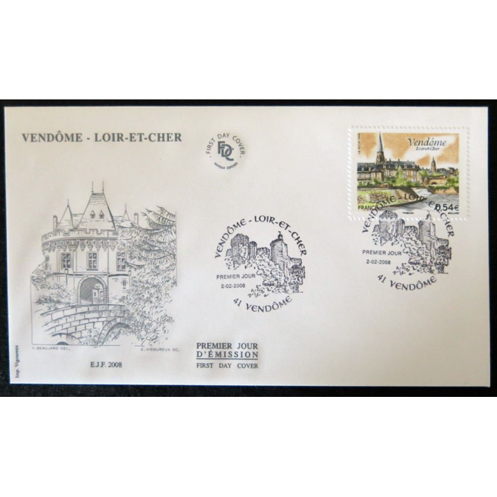 Enveloppe premier jour : Vendôme Loir-et-Cher 02/02/2008