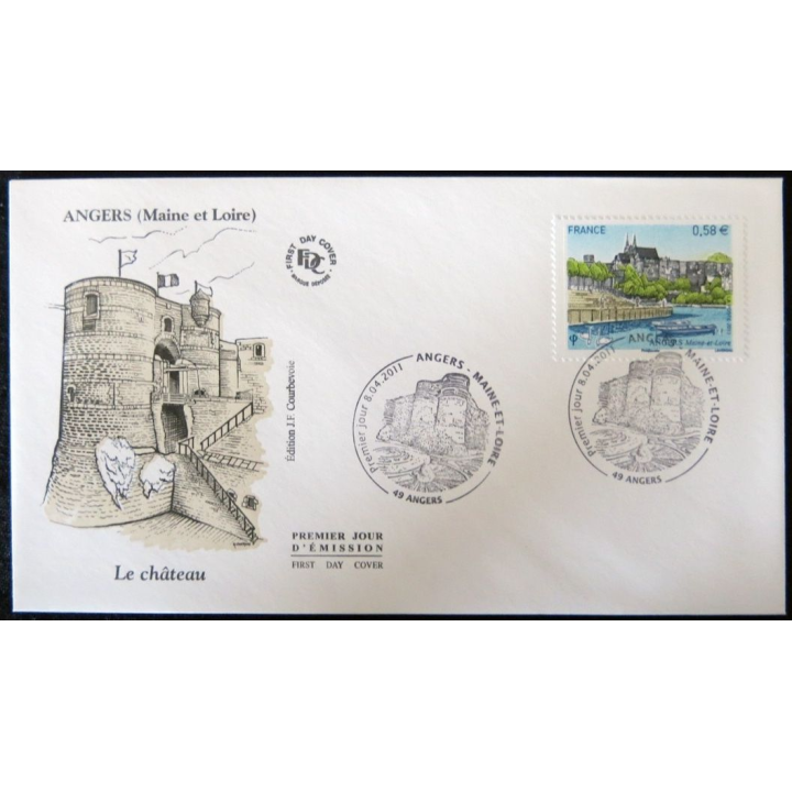 Enveloppe premier jour : Le Château d'Angers 08/04/2011
