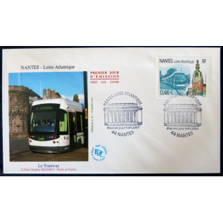 Enveloppe premier jour : Nantes, le tramway 04/04/2003