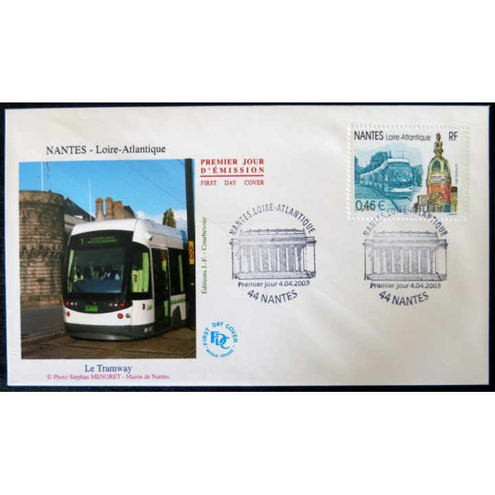 Enveloppe premier jour : Nantes, le tramway 04/04/2003