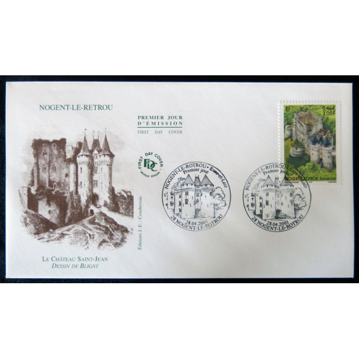 Enveloppe premier jour : Nogent-Le-Rotrou, Le château St Jean 28/04/2001