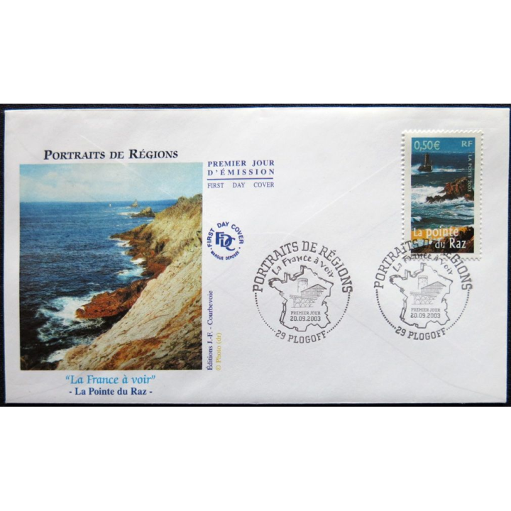 Enveloppe premier jour : Vitré - Portrait de régions - La pointe du Raz 20/09/2003