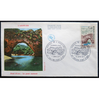Enveloppe premier jour : L'Ardèche - Pont d'Arc  12/06/1971