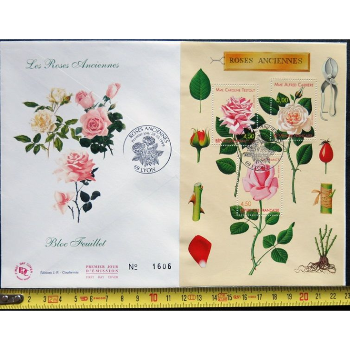 Enveloppe premier jour : Bloc - Roses anciennes 28/05/1999