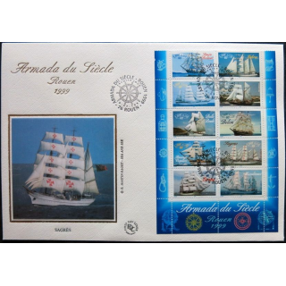 Enveloppe premier jour : Bloc - Armada du siècle numéroté 001006 - 10/07/1999