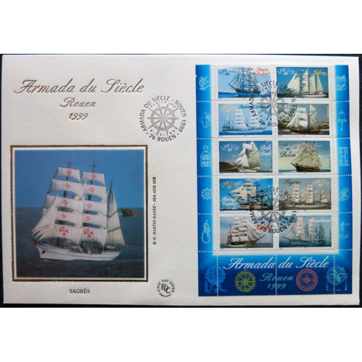 Enveloppe premier jour : Bloc - Armada du siècle numéroté 001006 - 10/07/1999