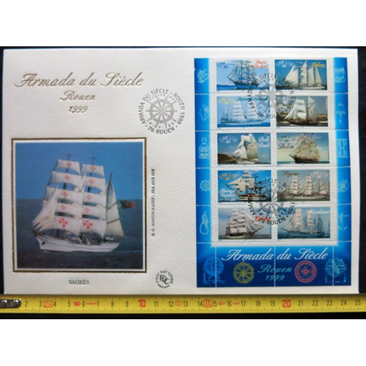 Enveloppe premier jour : Bloc - Armada du siècle numéroté 001006 - 10/07/1999