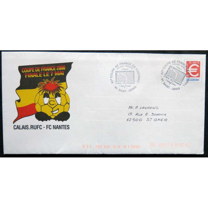 Enveloppe souvenir Coupe de France 2000 Calais-Nantes 07/05/2000