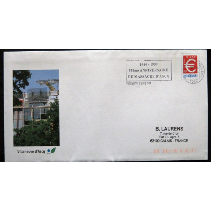 Enveloppe souvenir : 55° anniversaire du massacre d'Ascq 03/04/2001