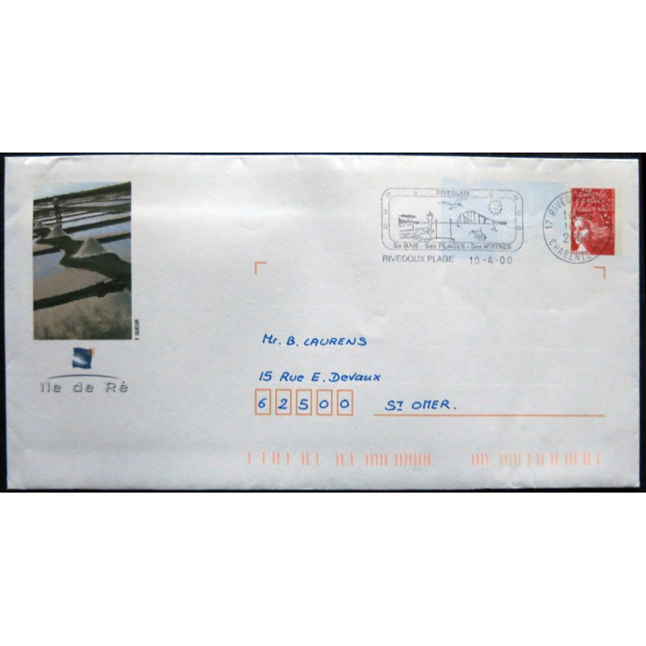 Enveloppe souvenir : Île de Ré - oblitération Rivedoux-Plage 10/04/2000