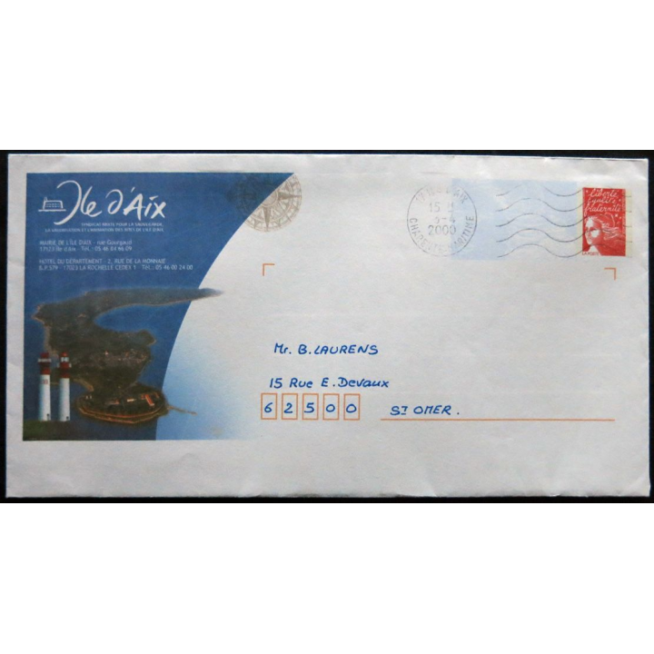 Enveloppe souvenir : Île d'Aix vue aérienne 03/04/2000