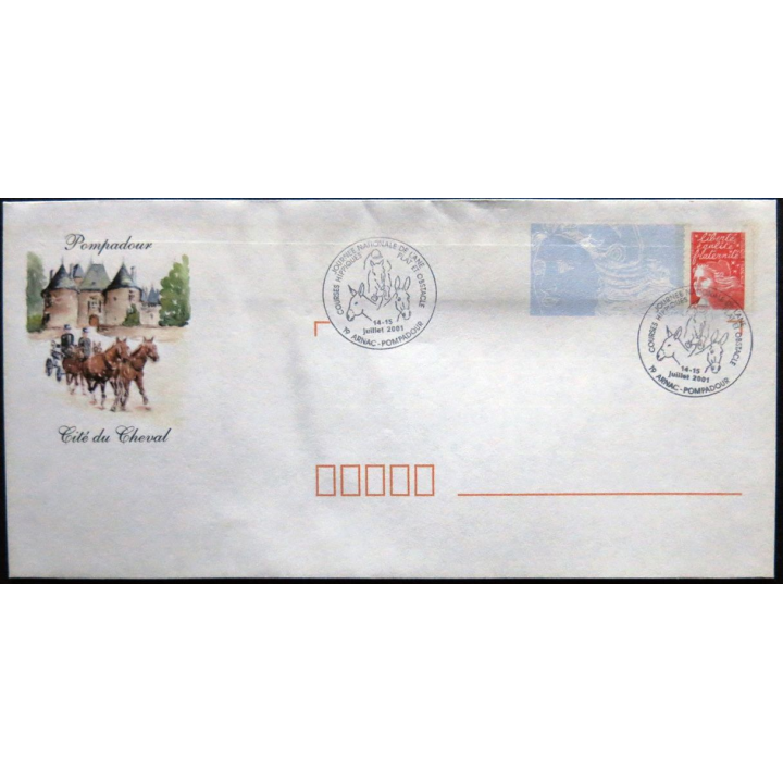 Enveloppe souvenir : Arnac Pompadour oblitération journée nationale de l'ane