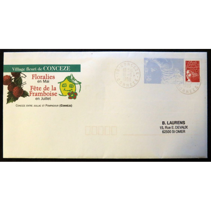 Enveloppe souvenir : Conceze village fleuri 16/09/1999