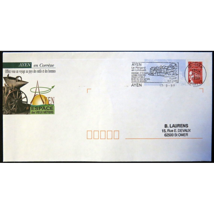Enveloppe souvenir : Ayen , espace des vieux métiers 17/09/1999