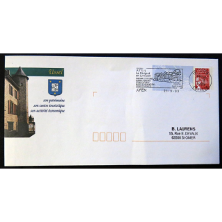 Enveloppe souvenir : Ussel, Blason obliteration Ayen 21/09/1999
