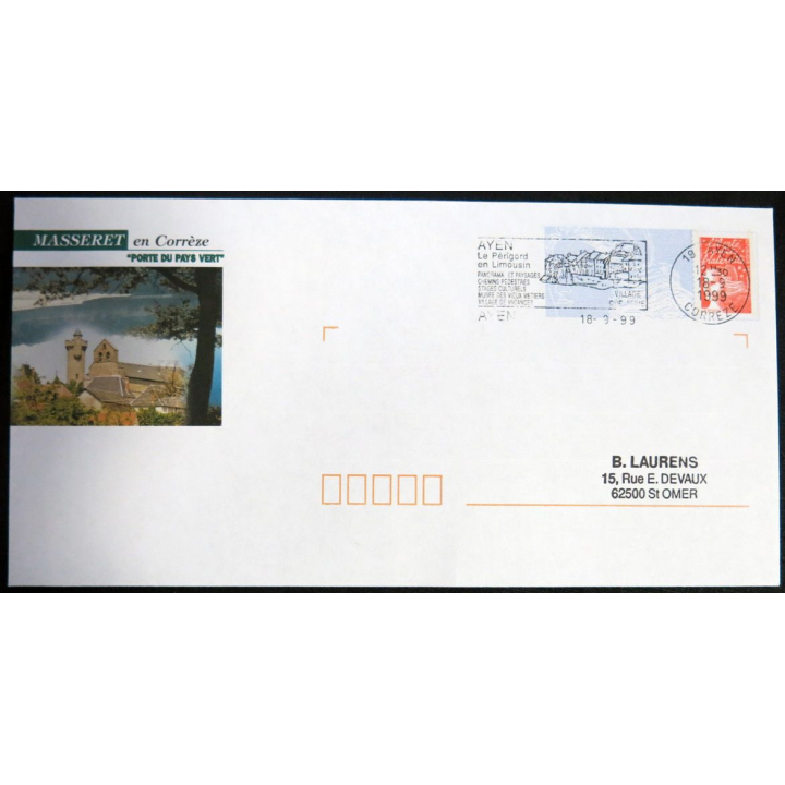 Enveloppe souvenir : Masseret porte du pays vert 18/09/1999