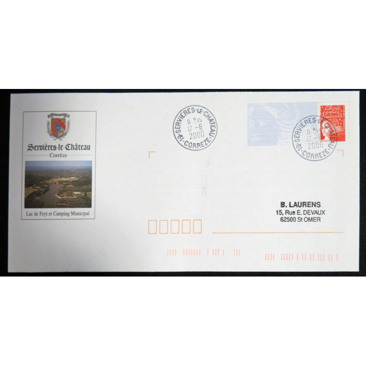 Enveloppe souvenir : Servières le château 17/06/2000