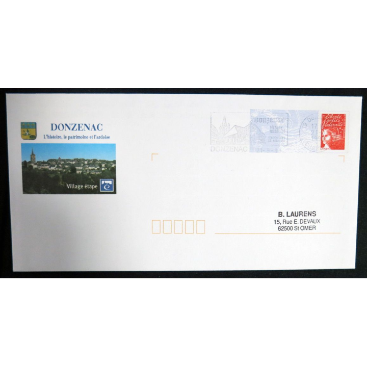 Enveloppe souvenir : Donzenac, Histoire et patrimoine de l'ardoise 21/09/1999