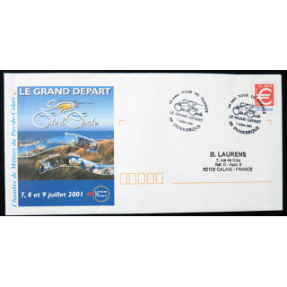 Enveloppe souvenir : 88° Tour de France, Cote d'Opale, le grand départ  07/07/2001