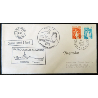 Enveloppe souvenir : Postée sur le Patrouilleur Albatros mission TAAF Kerguelen 24/09/1985