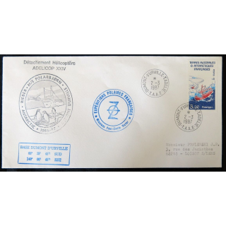 Enveloppe souvenir : Expédition polaire Paul Emile Victor cachet TAAF 02/03/1987