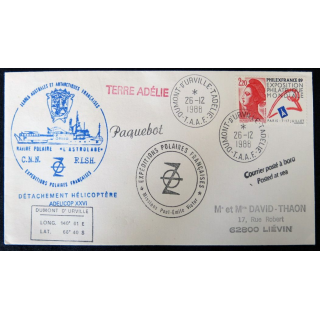 Enveloppe souvenir : Navire polaire l'Astrolabe cachet TAAF 26/12/1988