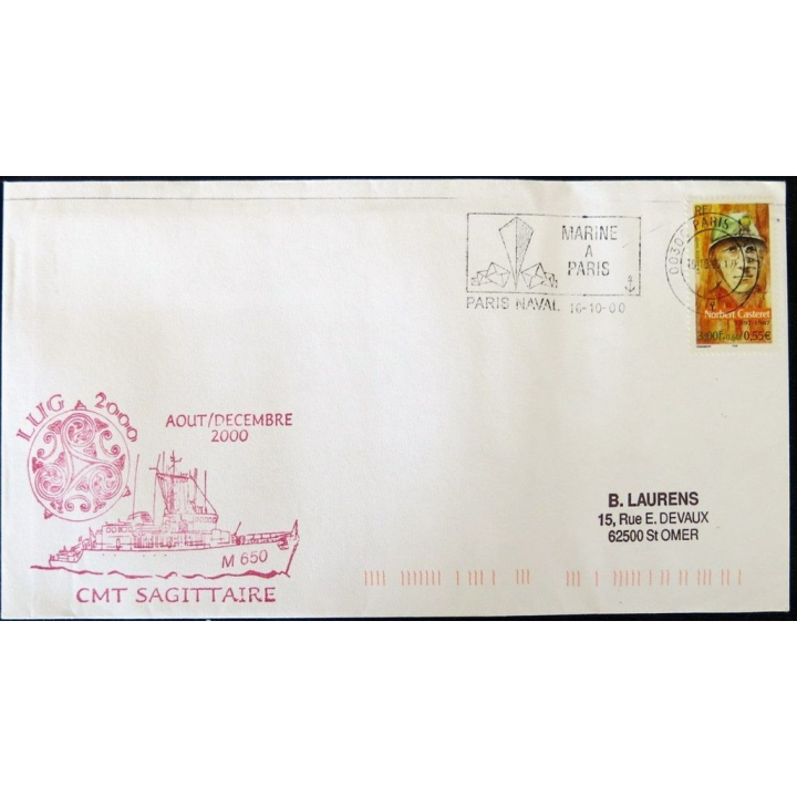 Enveloppe souvenir : Bâtiment Chasseur de mines (CMT) Sagittaire 16/10/2000
