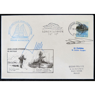 Enveloppe souvenir : Mission Antarctique Voilier Antartica de J.L Etienne avec signature 11/05/1996