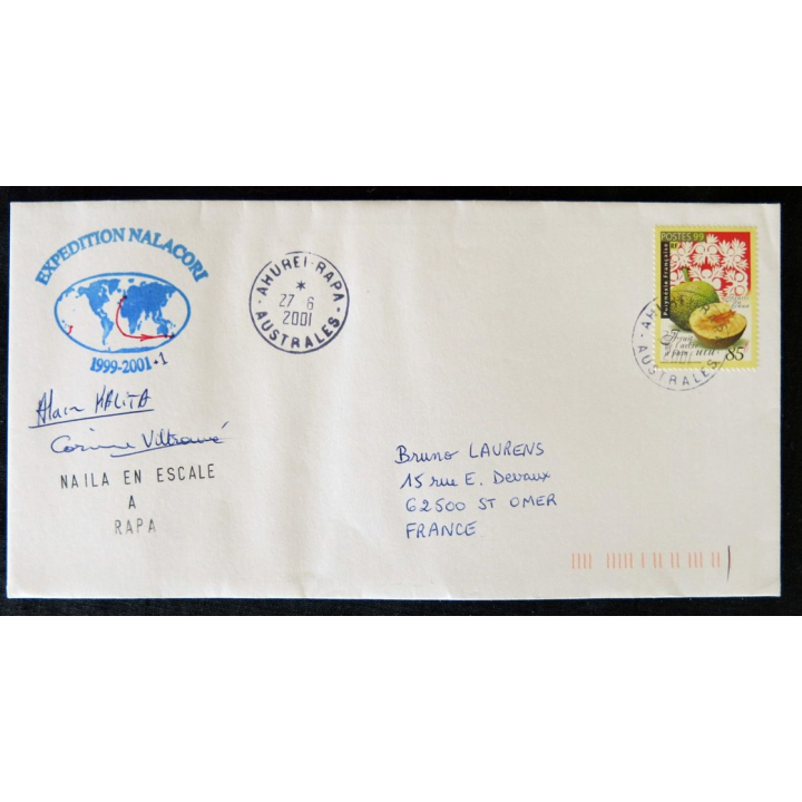 Enveloppe souvenir : Expédition Nalacori- signature A. Kafita & C. Viltrouvé 27/06/2001