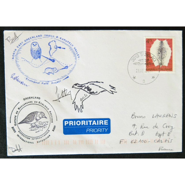 Enveloppe souvenir : Groupe de recherche en écologie arctique avec signatures 23/08/2001