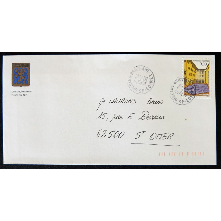 Enveloppe souvenir : Base Orléans-Bricy Ecusson Franche Comté 30/07/1999