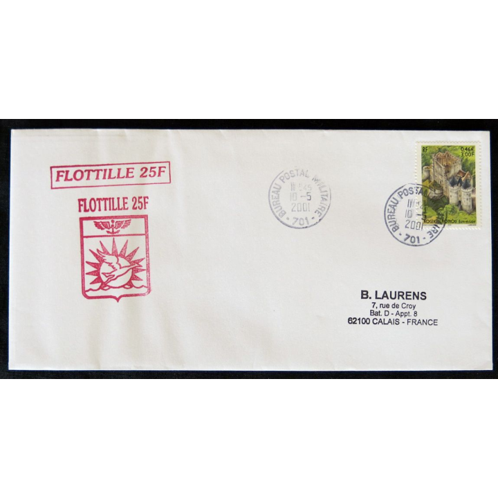 Enveloppe souvenir : Flottille 25F, Bureau postal militaire 701 10/05/2001