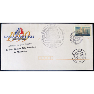 Enveloppe souvenir : La grande Armada Rouen cachet et timbre 10/07/1999