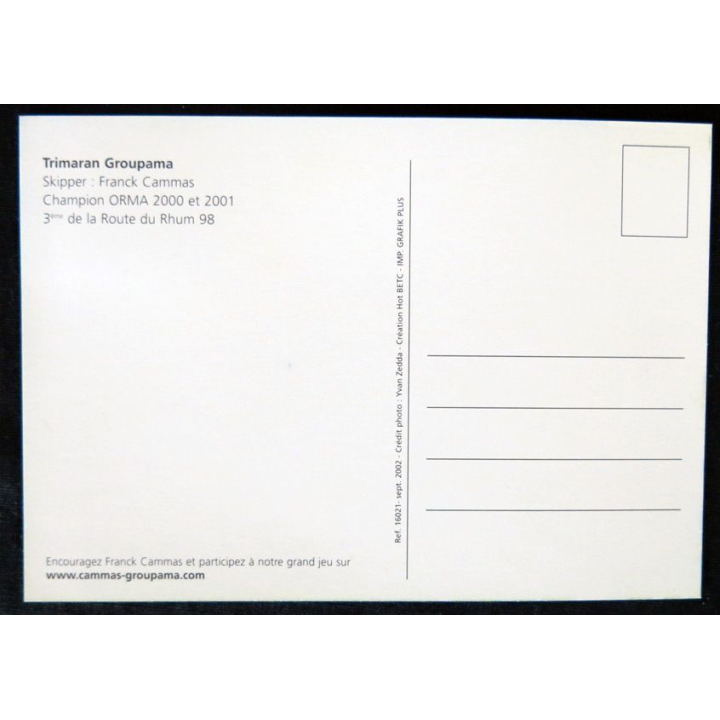 Carte souvenir : Voilier Groupama Franck Cammas Route du Rhum 2002