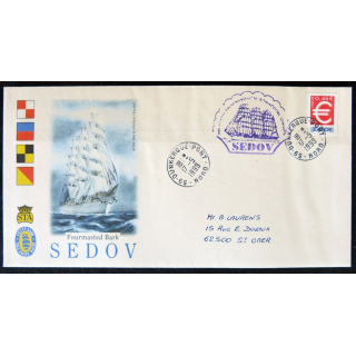 Enveloppe souvenir : Dessin et cachet du voilier SEDOV 17/05/1999