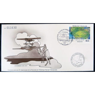 Enveloppe souvenir : 55° anniversaire de la traversée Atlantique Sud Numérotée 011630