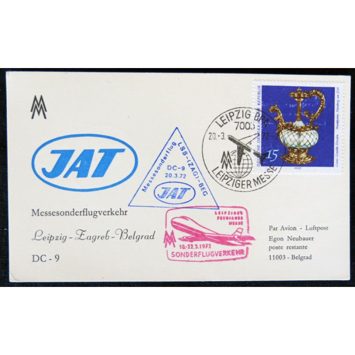 Enveloppe souvenir : Compagnie aérienne JAT Timbre Allemagne