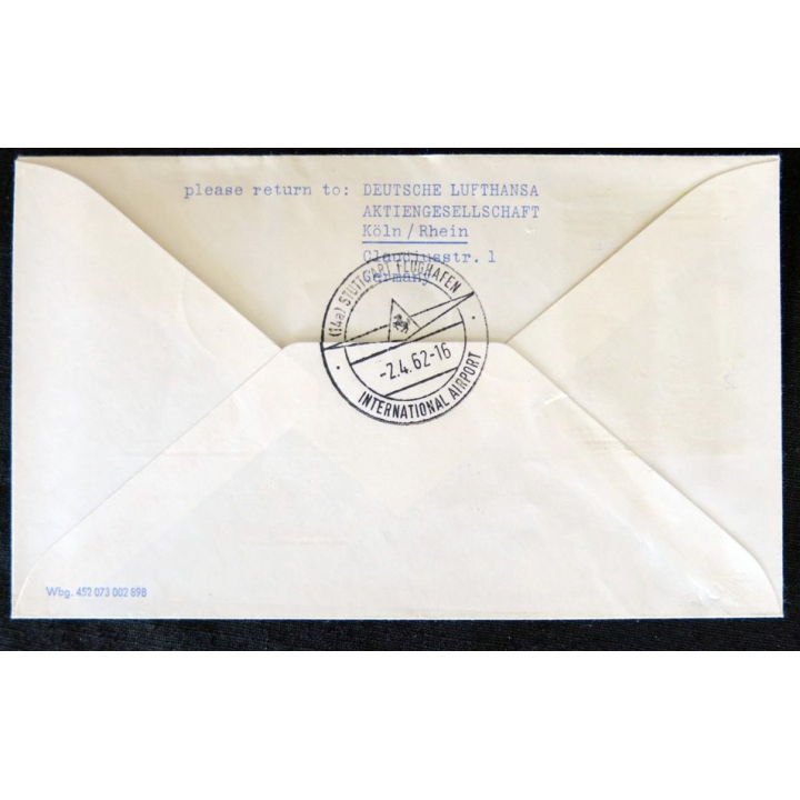 Enveloppe souvenir : Première liaison Lufthansa par Viscount 814 01/04/1962