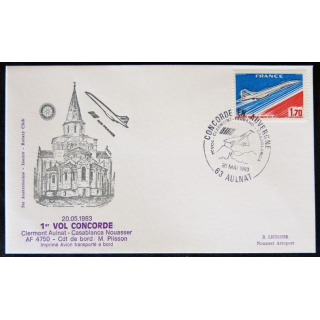 Enveloppe souvenir : Premier vol Concorde Paris - Clermont Aulnat 20/05/1983
