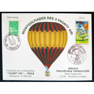 Carte souvenir : Mongolfiades des 3 fronti'Air avec signature aéronaute 29/05/1999